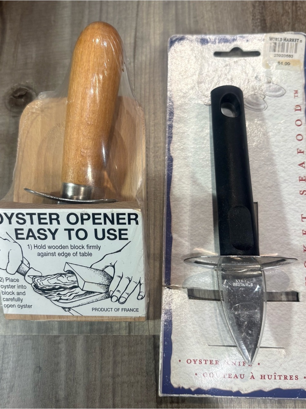 Williams Sonoma/ World Market Oyster Opener Set - Black and Wood Handles